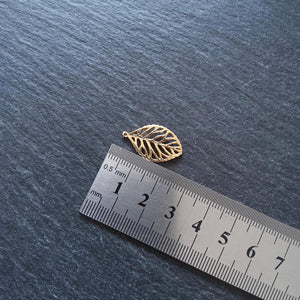 Real 18K Gold Plated Brass Leaf Charms 23x13mm