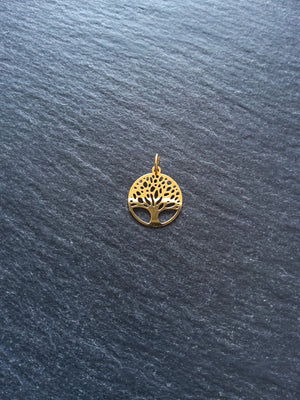 4 or 20 Genuine Gold Plated Stainless Steel Thin Tree of Life Charms 15.5x13.5x0.4mm