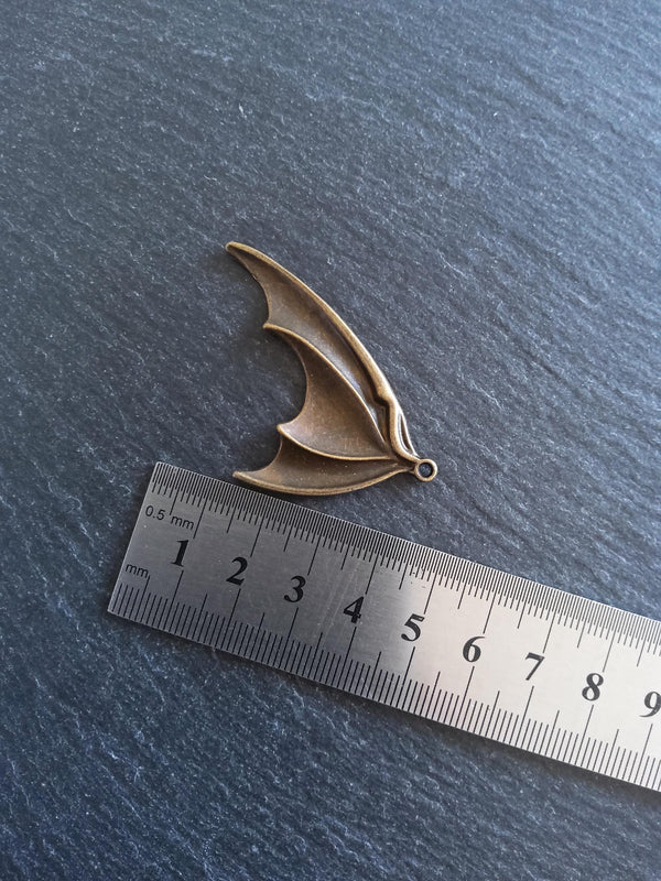 1 or 5 Pairs of Bat Wing Charms Antique Bronze Tone Alloy 53x32mm