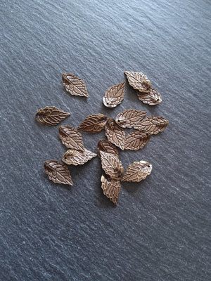 10 or 50 Antique Bronze One Brass Leaf Charms 18x10x1mm