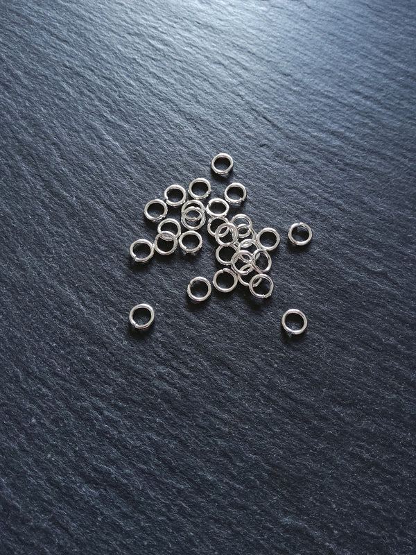 10 or 50 Sterling Silver Plated Brass 6mm Jump Rings 1mm (18 gauge) - ContentedCatz