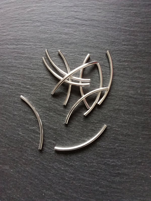10, 50 or 100 Silver Plated Tube beads 50mm ( 2 inch ) Curved Spacer 50x3mm - ContentedCatz