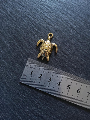 2 or 10 Real Gold Plated Sea Turtle Charms 30x24x4.5mm Nickel FREE - ContentedCatz