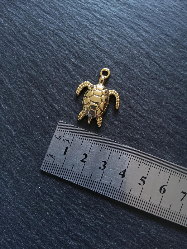 2 or 10 Real Gold Plated Sea Turtle Charms 30x24x4.5mm Nickel FREE - ContentedCatz