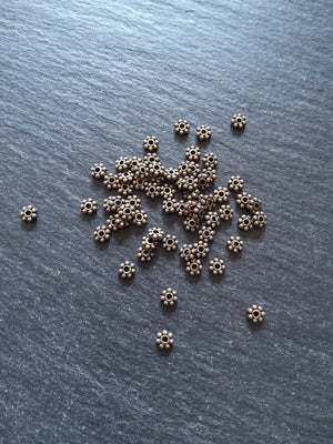 100 or 500 Antique Bronze Tone 4mm Daisy Spacer Beads 4x1.5mm - ContentedCatz