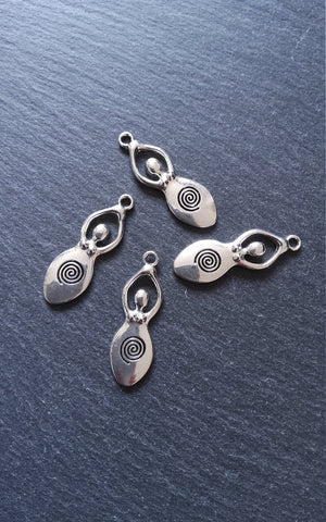 6 or 30 Silver Tone Spiral Goddess Pendants 39x13mm