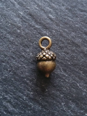 12 or 60 Acorn Charms Antique Bronze Tone Alloy 14x7mm