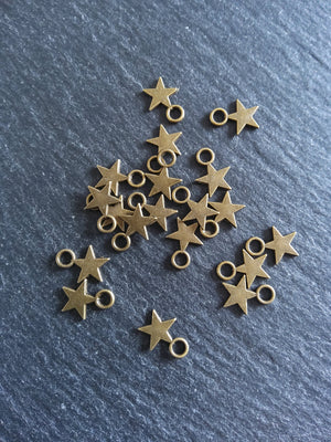 40 or 200 Small Star Charms Antique Bronze Tone 11x8mm