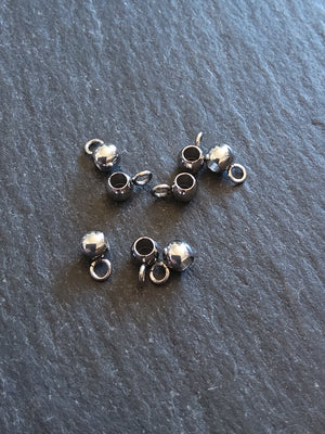 10 or 50 Stainless Steel 4mm Bail Beads 4x3.2x7mm Hole: 2mm