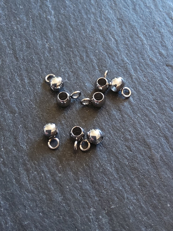 10 or 50 Stainless Steel 4mm Bail Beads 4x3.2x7mm Hole: 2mm