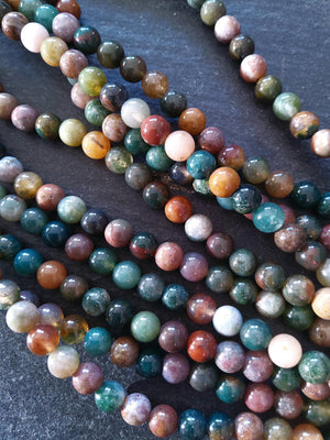 6.5mm Indian Agate Natural Undyed Round Gemstone Beads Full 15.7 inch Strand