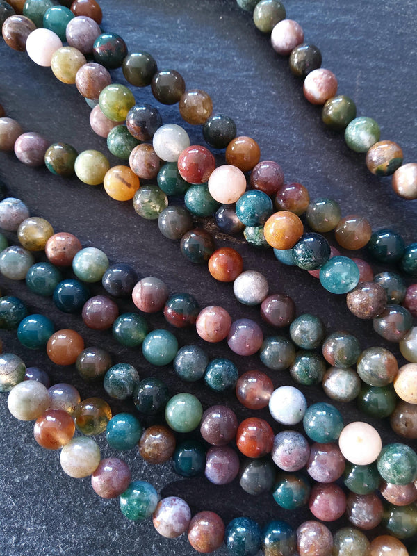 6.5mm Indian Agate Natural Undyed Round Gemstone Beads Full 15.7 inch Strand