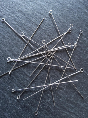 100 or 500 Stainless Steel Eye Pins 50mm (2") Long, 0.5mm wide (24 gauge)