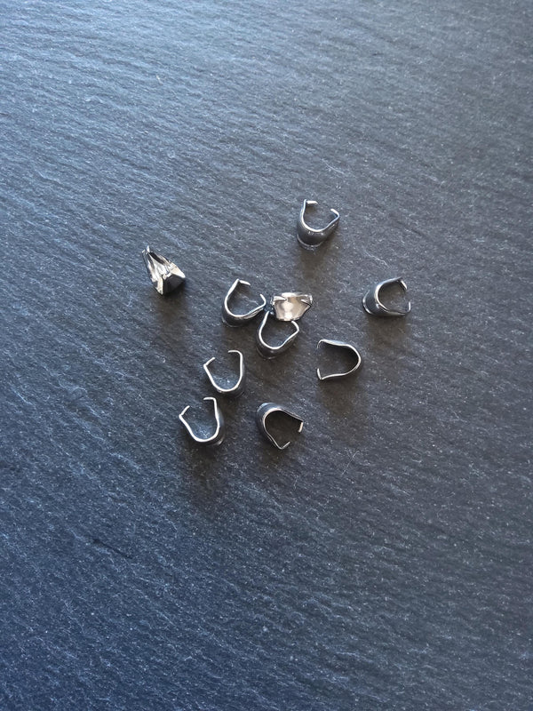 10 or 50 Stainless Steel Pinch Bails for Pendants 9.5x7x6.5mm - ContentedCatz