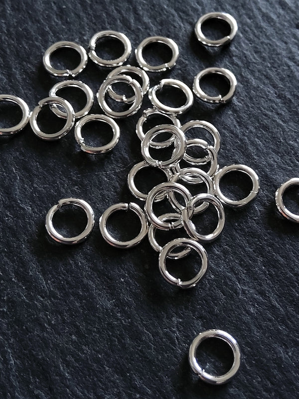 10 or 50 Sterling Silver Plated Brass 6mm Jump Rings 1mm (18 gauge) - ContentedCatz