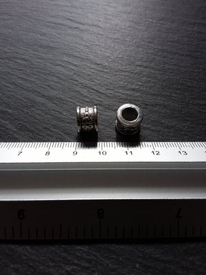 Celtic Knot Beads Antique Silver Tone Triquetra Design Cylinder Charm 11x8mm. Large 6.4mm Hole - ContentedCatz