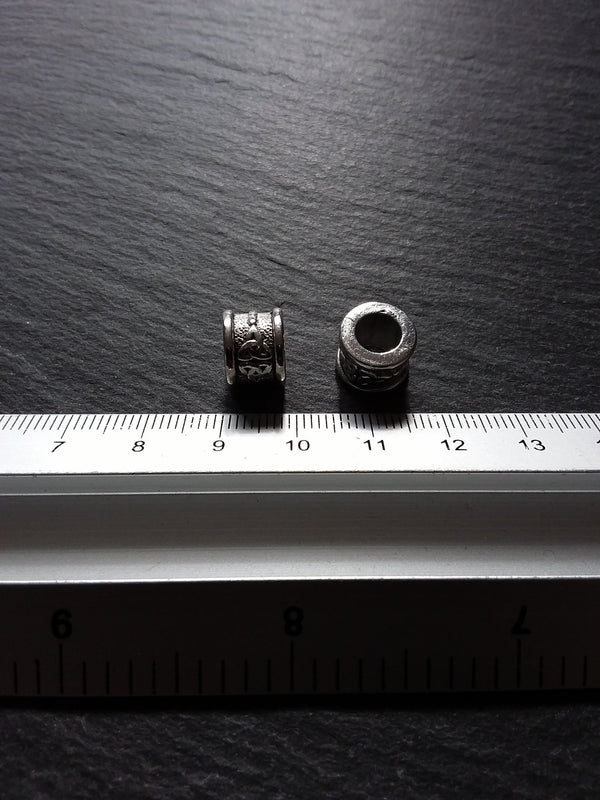 Celtic Knot Beads Antique Silver Tone Triquetra Design Cylinder Charm 11x8mm. Large 6.4mm Hole - ContentedCatz