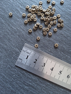 100 or 500 Antique Bronze Tone 4mm Daisy Spacer Beads 4x1.5mm - ContentedCatz