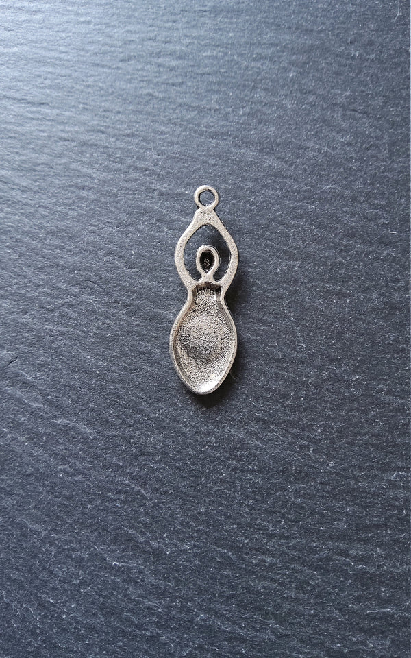 6 or 30 Silver Tone Spiral Goddess Pendants 39x13mm