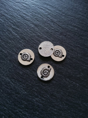 8 or 40 Sea Shell Ammonite Connector Charms Antique Silver Tone 15x2mm