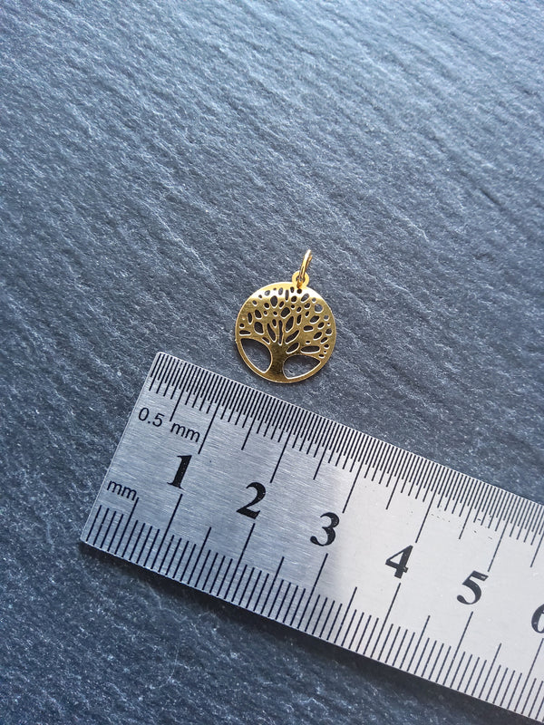 4 or 20 Genuine Gold Plated Stainless Steel Thin Tree of Life Charms 15.5x13.5x0.4mm