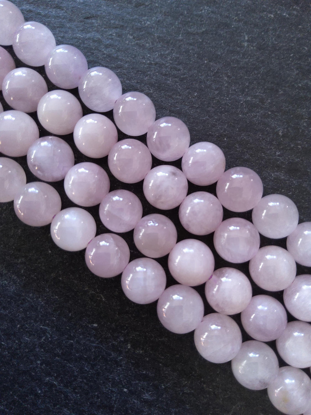 7mm Kunzite Grade AB Natural Pale Lilac Gemstone Beads Undyed Round Full 15 inch Strand