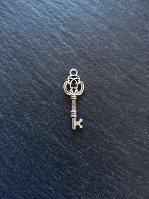 20 or 100 Key Charms Antique Silver 28x10mm