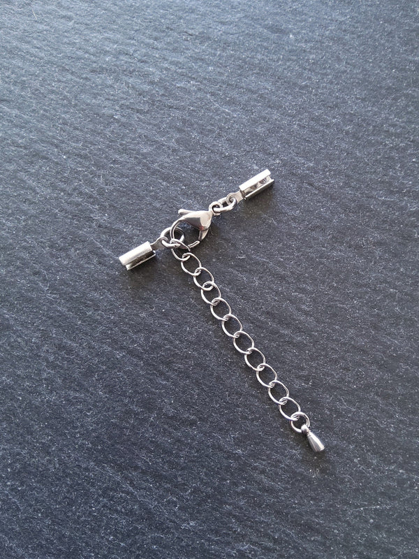Stainless Steel Crimp End Sets for 2mm to 2.5mm Round Cord Necklaces