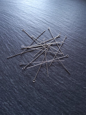 100 or 500 Stainless Steel Eye Pins 50mm (2") Long, 0.5mm wide (24 gauge)
