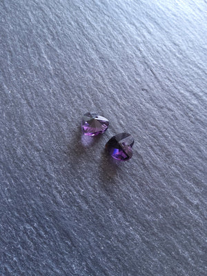 10 or 50 Clear Dark Purple Faceted Glass Heart Charms 10x10x5mm