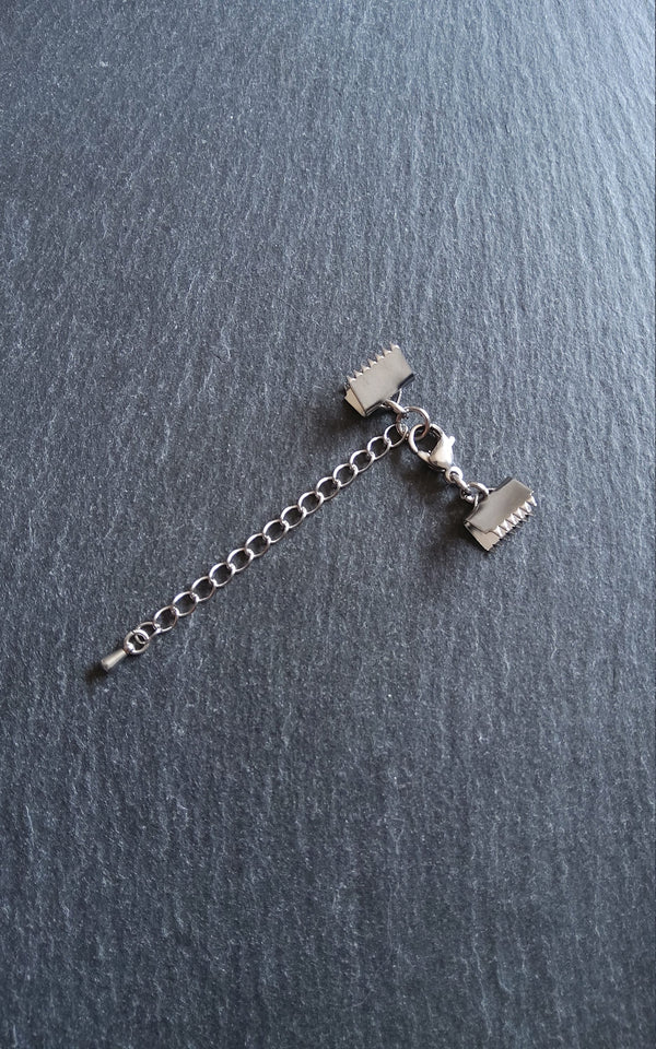 Stainless Steel Crimp End Sets for 10mm (3/8 inch) wide Chokers & Bracelets - ContentedCatz