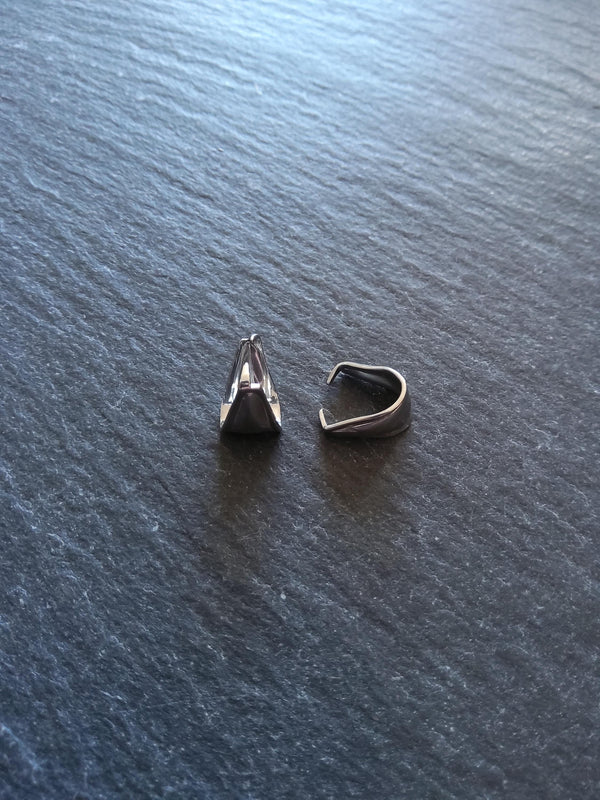 10 or 50 Stainless Steel Pinch Bails for Pendants 9.5x7x6.5mm - ContentedCatz