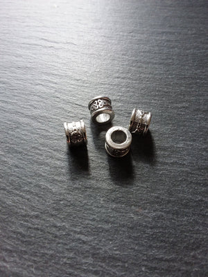 Celtic Knot Beads Antique Silver Tone Triquetra Design Cylinder Charm 11x8mm. Large 6.4mm Hole - ContentedCatz