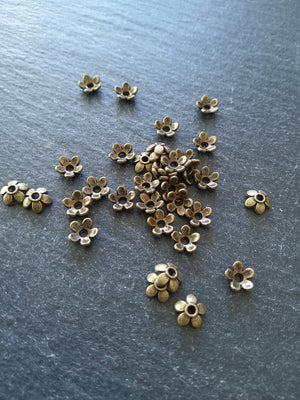 100 or 400 Flower Bead Caps 6mm Antique Bronze Tone Alloy - ContentedCatz