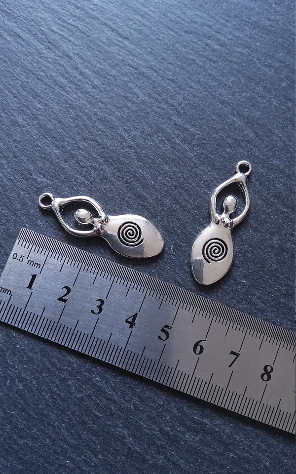 6 or 30 Silver Tone Spiral Goddess Pendants 39x13mm