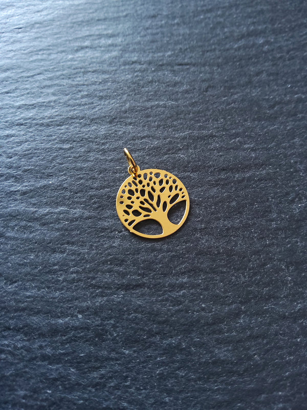 4 or 20 Genuine Gold Plated Stainless Steel Thin Tree of Life Charms 15.5x13.5x0.4mm
