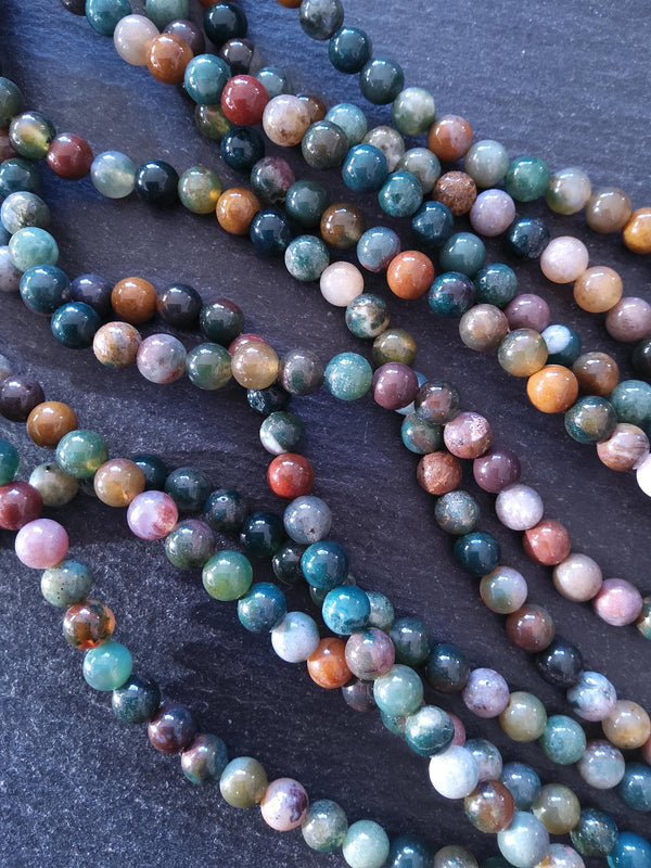 6.5mm Indian Agate Natural Undyed Round Gemstone Beads Full 15.7 inch Strand