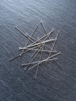 100 or 500 Stainless Steel Eye Pins 50mm (2") Long, 0.5mm wide (24 gauge)