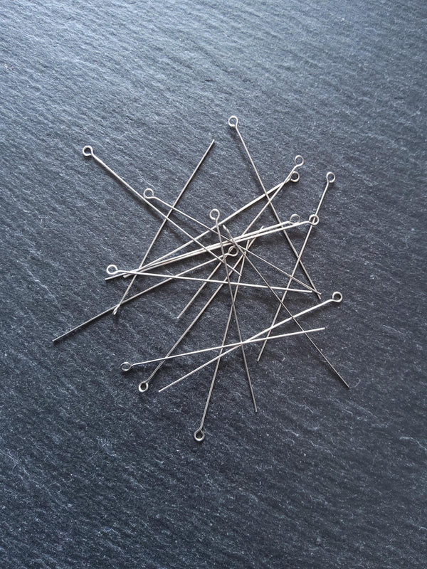 100 or 500 Stainless Steel Eye Pins 50mm (2") Long, 0.5mm wide (24 gauge)