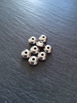 8 or 40 Stainless Steel 8mm Solid Round Flying Saucer Spacer Beads 8x4mm with 2mm Hole - ContentedCatz