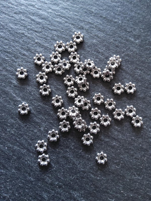 10 or 50 Stainless Steel 5mm Daisy Spacer Beads 5x1.2mm Hole: 1.5mm - ContentedCatz