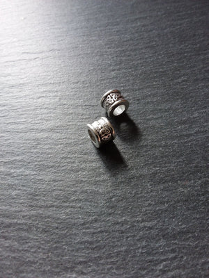 Celtic Knot Beads Antique Silver Tone Triquetra Design Cylinder Charm 11x8mm. Large 6.4mm Hole - ContentedCatz