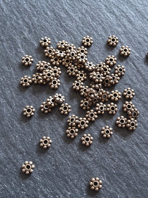 100 or 500 Antique Bronze Tone 4mm Daisy Spacer Beads 4x1.5mm - ContentedCatz