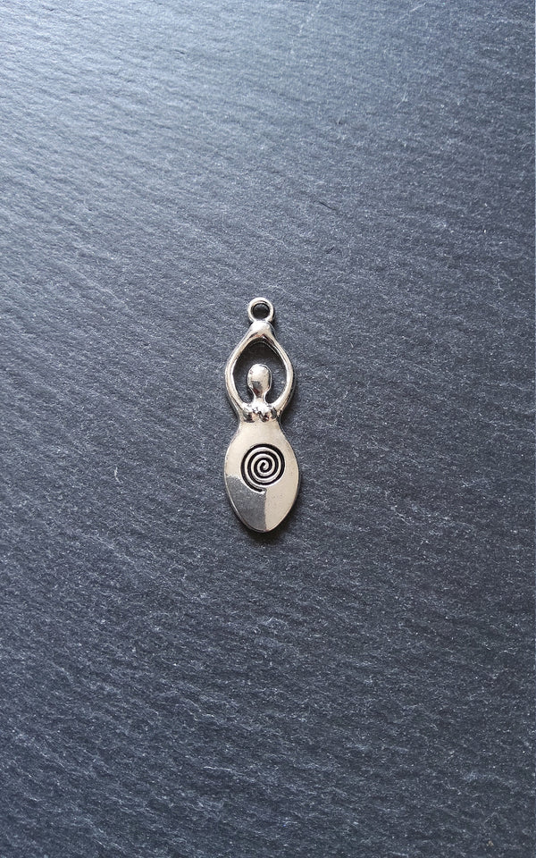 6 or 30 Silver Tone Spiral Goddess Pendants 39x13mm