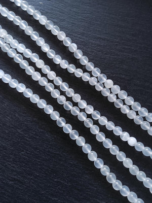 8.3mm Natural Selenite Undyed Round Polished Beads. Full 15.7 inch Strand Hole: 1mm