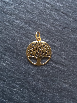4 or 20 Genuine Gold Plated Stainless Steel Thin Tree of Life Charms 15.5x13.5x0.4mm