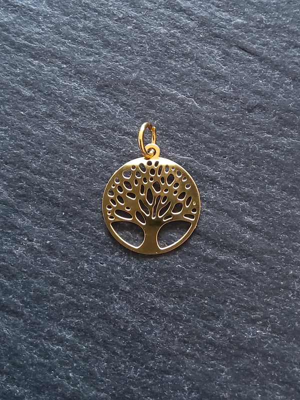 4 or 20 Genuine Gold Plated Stainless Steel Thin Tree of Life Charms 15.5x13.5x0.4mm