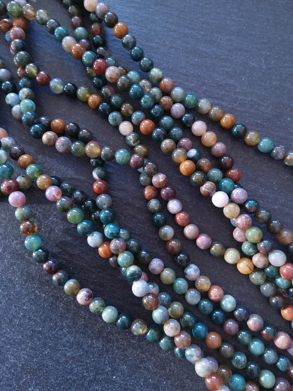 6.5mm Indian Agate Natural Undyed Round Gemstone Beads Full 15.7 inch Strand