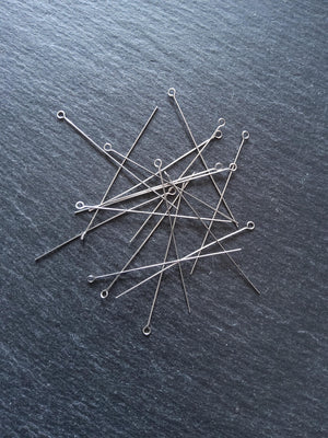 100 or 500 Stainless Steel Eye Pins 50mm (2") Long, 0.5mm wide (24 gauge)