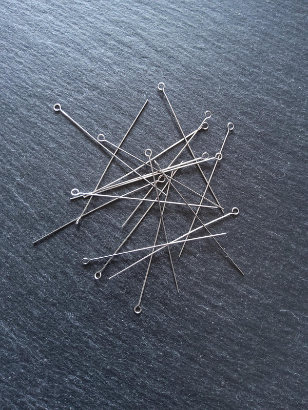 100 or 500 Stainless Steel Eye Pins 50mm (2") Long, 0.5mm wide (24 gauge)